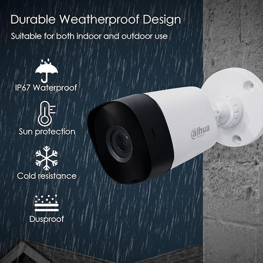 Dahua 1MP HDCVI Bullet Camera, 20mtr IR Distance, IP67 Weatherproof, Smart IR, 65db DWDR, 2DNR [DH-HAC-B1A11P]